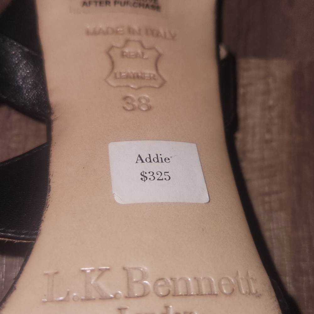 LK Bennett Addie Black Single Sole Mid Heel Sandal Size 38 - Picture 8 of 8